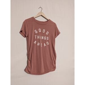 Sonoma Maternity pink tee shirt Good Things Ahead quote women's medium